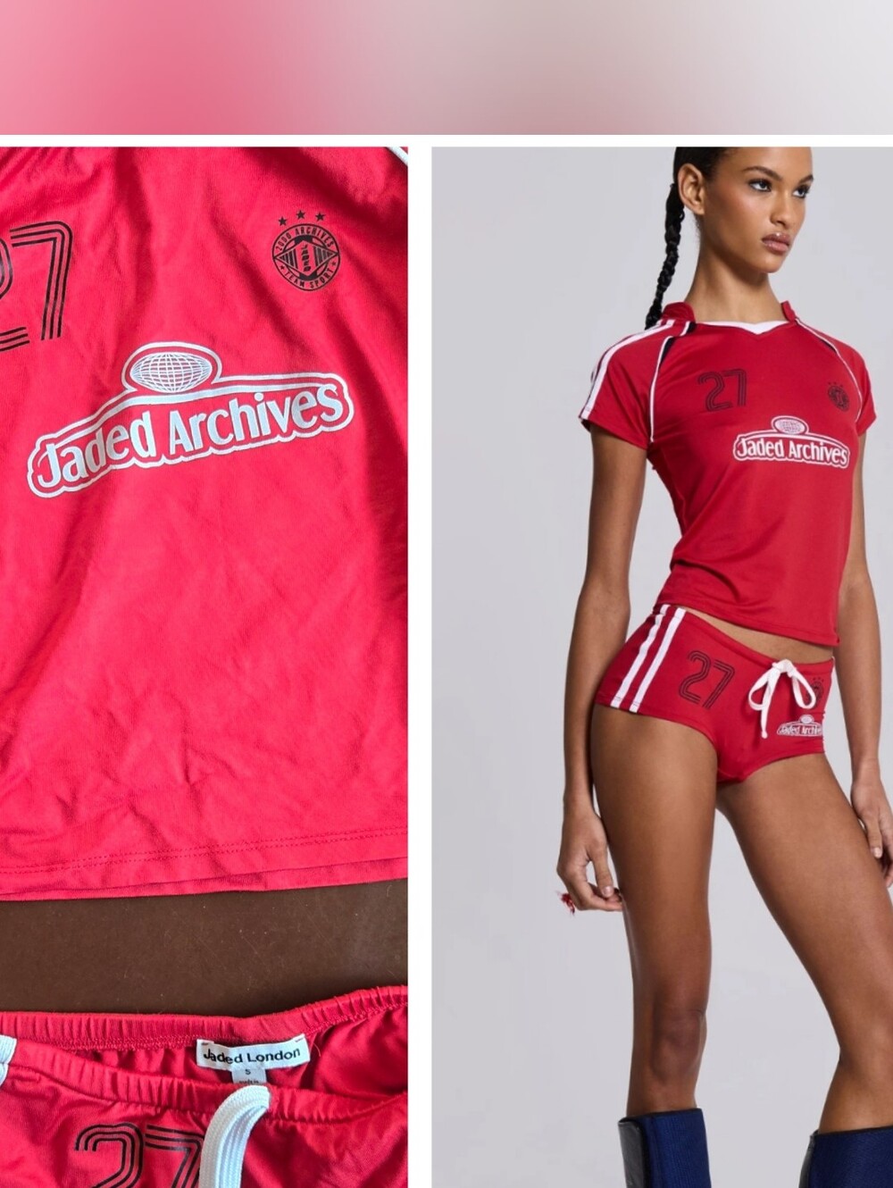 Jaded London 2026 Red League Jersey Micro Short + Jersey  Top SET S